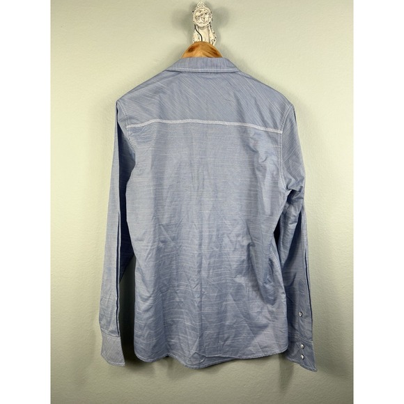 BKE Buckle Men's M Shirt Western Athletic Fit Pearl Snap Blue White‎ Rodeo - Picture 10 of 10